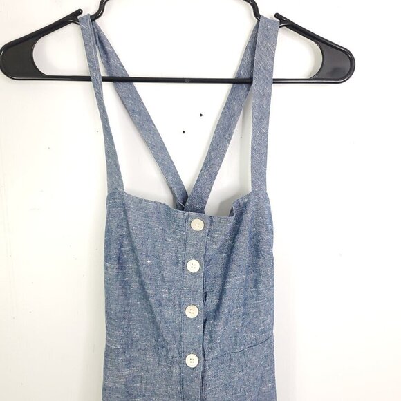 Madewell Dress Womens 0 Chambray Button Down Square Neck Midi Light Blue - Picture 2 of 10